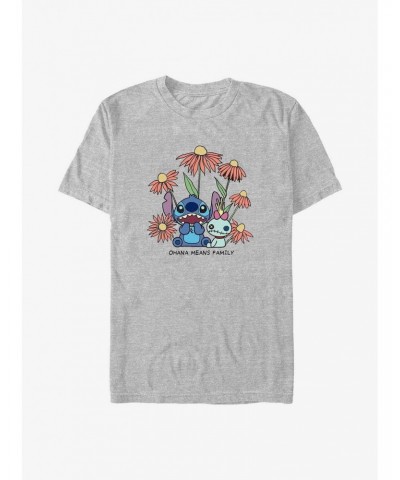 Disney Lilo & Stitch Chibi Floral T-Shirt $6.88 T-Shirts