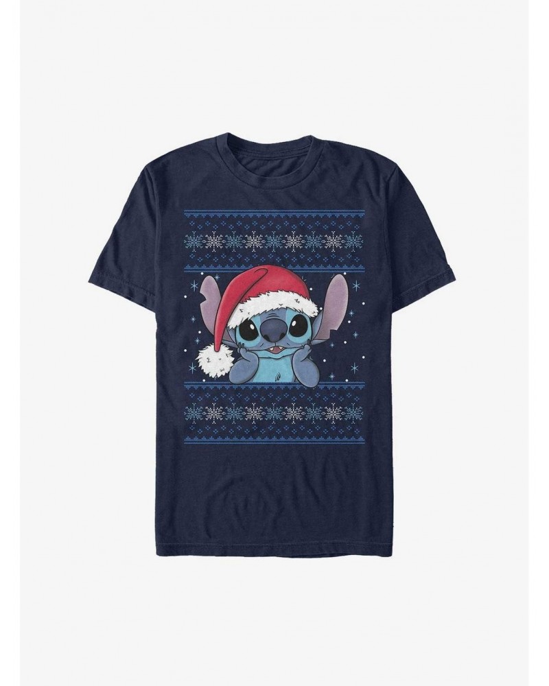 Disney Lilo & Stitch Santa Hat Ugly Christmas Extra Soft T-Shirt $9.33 T-Shirts