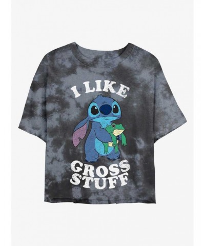 Disney Lilo & Stitch I Like Gross Stuff Tie-Dye Girls Crop T-Shirt $9.71 T-Shirts