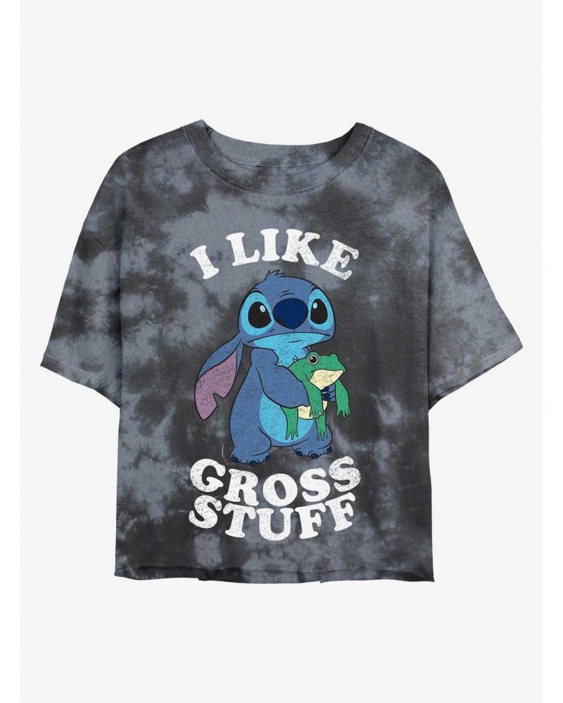 Disney Lilo & Stitch I Like Gross Stuff Tie-Dye Girls Crop T-Shirt $9.71 T-Shirts