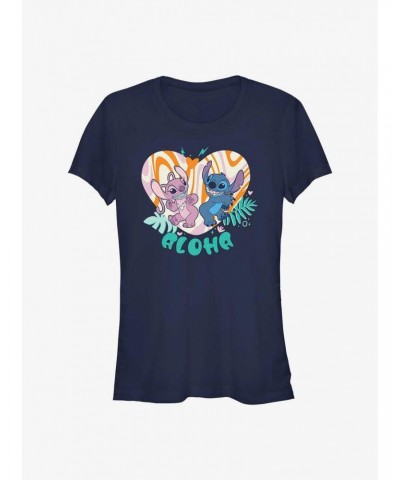 Disney Lilo & Stitch Angel and Stitch Groovy Heart Girls T-Shirt $5.98 T-Shirts