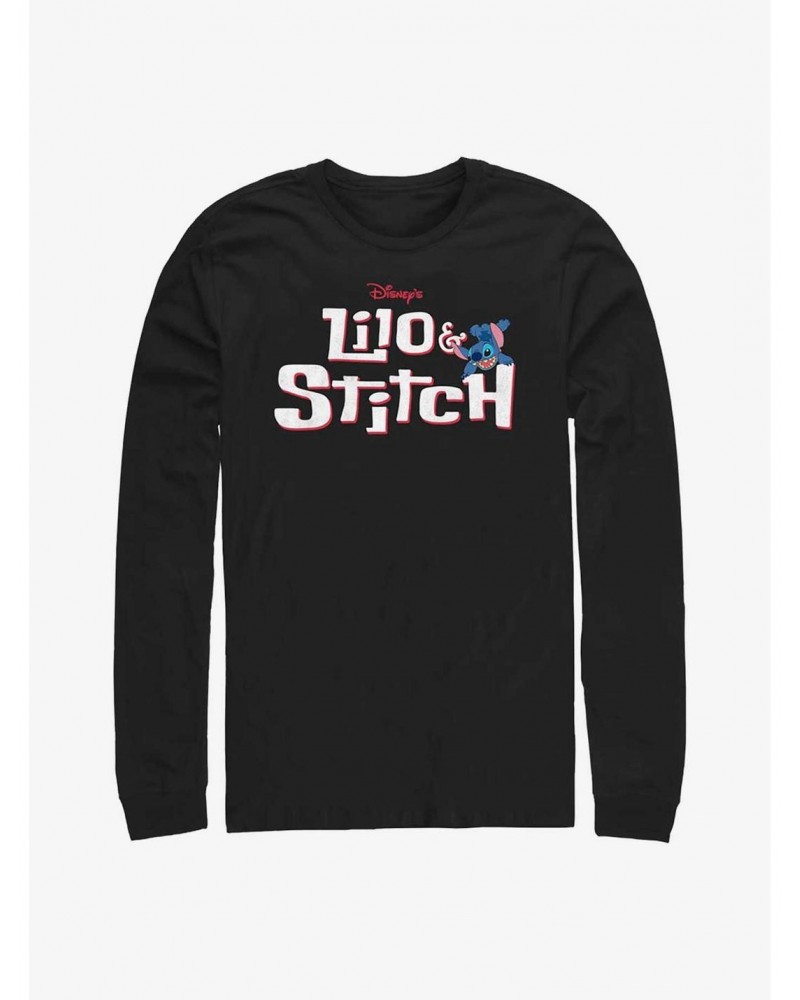 Disney Lilo & Stitch Logo With Stitch Long Sleeve T-Shirt $10.79 T-Shirts