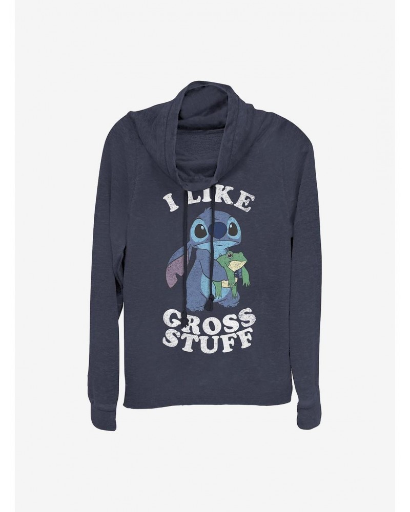 Disney Lilo & Stitch I Like Gross Stuff Stitch Cowlneck Long-Sleeve Girls Top $12.57 Tops