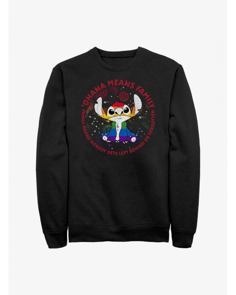 Disney Lilo And Stitch Ohana Means Family Rainbow Pride Sweatshirt $13.87 Sweatshirts