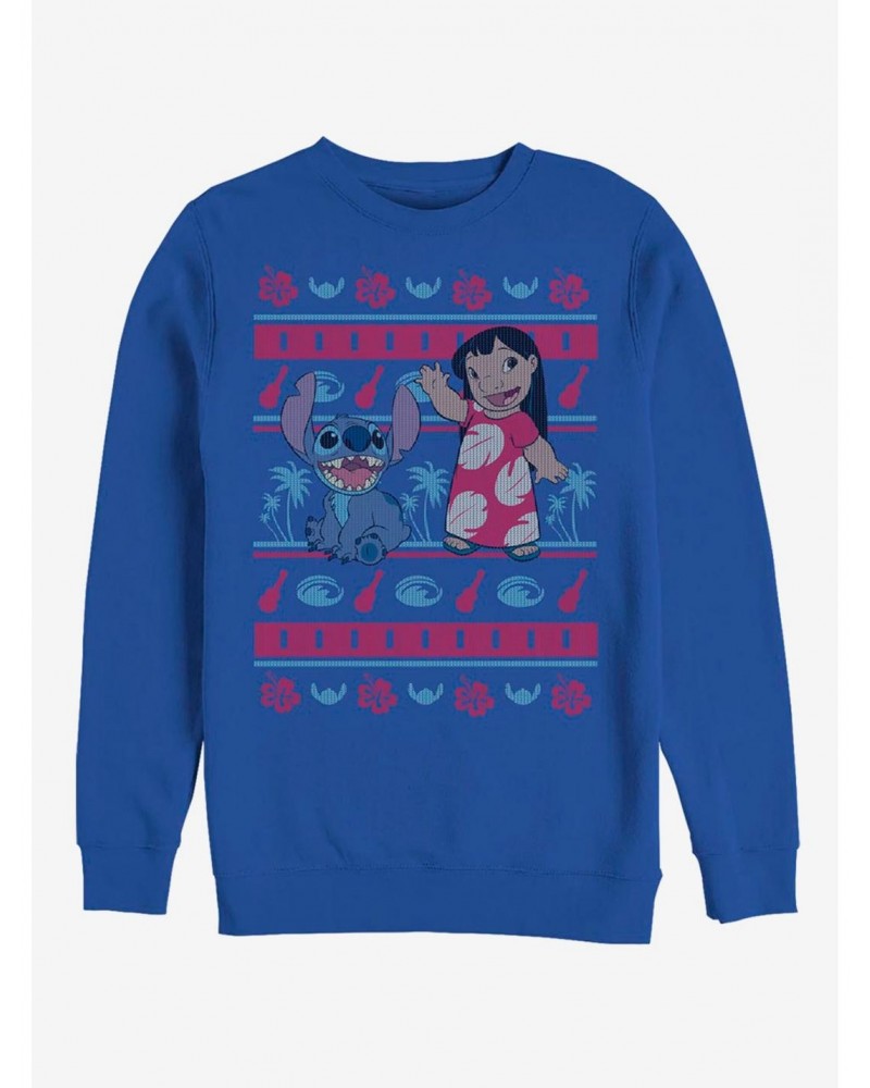 Disney Lilo & Stitch Holiday Lilo Hawaiian Pattern Crew Sweatshirt $11.51 Sweatshirts