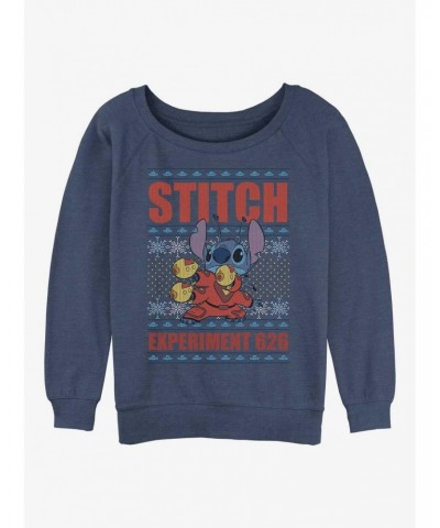 Disney Lilo & Stitch Experiment 626 Ugly Christmas Girls Slouchy Sweatshirt $13.87 Sweatshirts