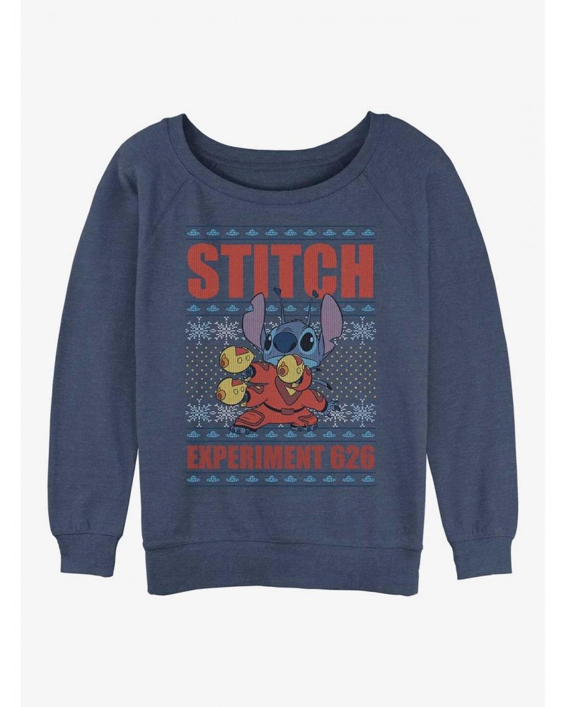 Disney Lilo & Stitch Experiment 626 Ugly Christmas Girls Slouchy Sweatshirt $13.87 Sweatshirts