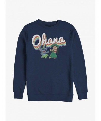 Disney Lilo & Stitch Rainbow Ohana Crew Sweatshirt $13.58 Sweatshirts