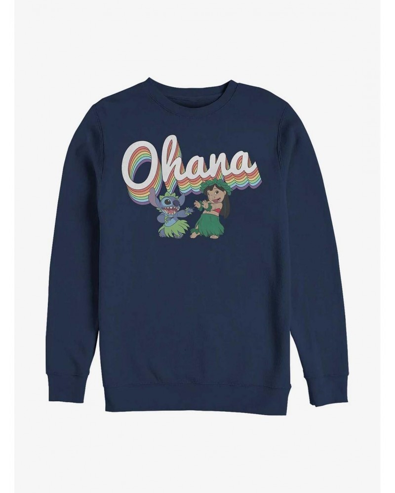 Disney Lilo & Stitch Rainbow Ohana Crew Sweatshirt $13.58 Sweatshirts