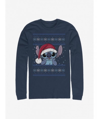 Disney Lilo & Stitch Holiday Stitch Wearing Santa Hat Long-Sleeve T-Shirt $11.05 T-Shirts