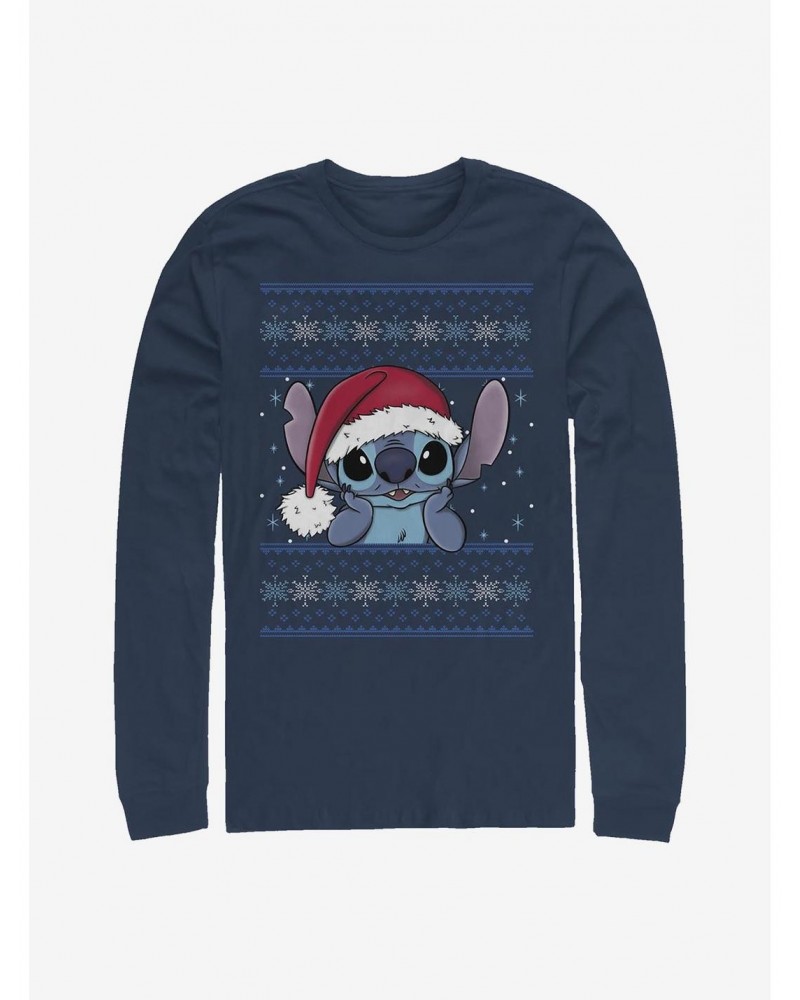 Disney Lilo & Stitch Holiday Stitch Wearing Santa Hat Long-Sleeve T-Shirt $11.05 T-Shirts