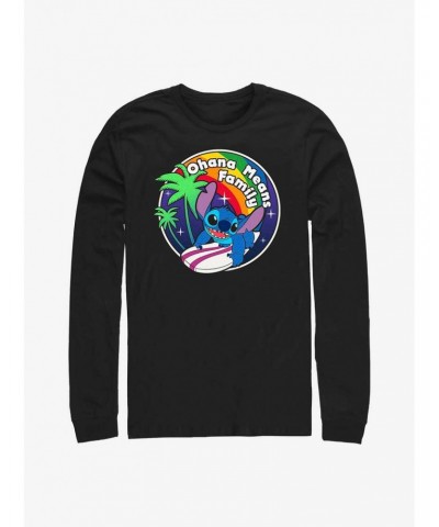 Disney Lilo & Stitch Rainbow Ohana Long Sleeve T-Shirt $12.63 T-Shirts