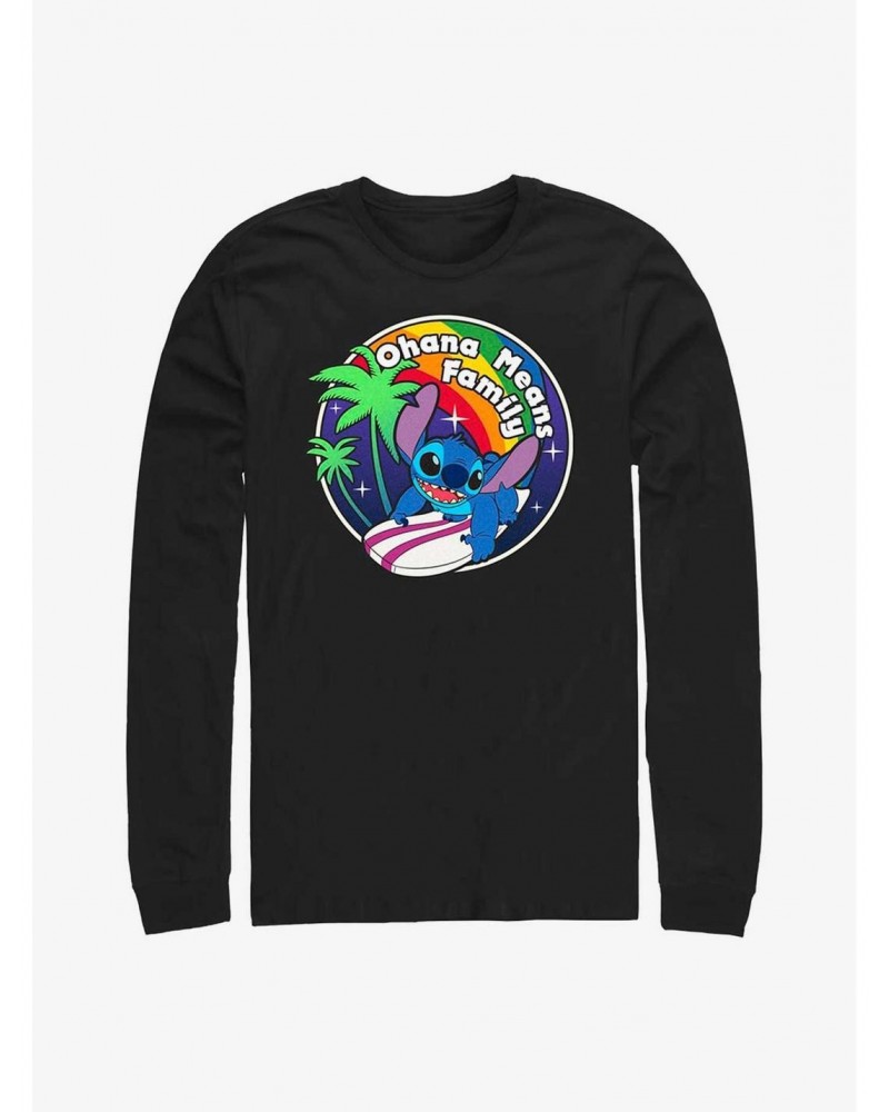 Disney Lilo & Stitch Rainbow Ohana Long Sleeve T-Shirt $12.63 T-Shirts