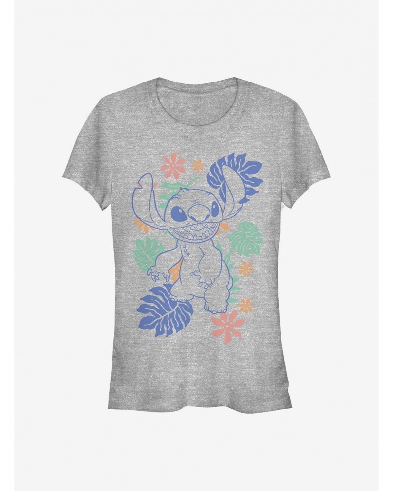 Disney Lilo & Stitch Retro Tropical Tonal Stitch Girls T-Shirt $8.17 T-Shirts