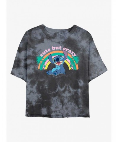 Disney Lilo & Stitch Cute But Crazy Tie-Dye Girls Crop T-Shirt $11.33 T-Shirts