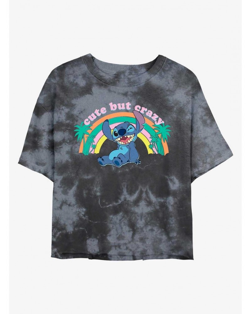 Disney Lilo & Stitch Cute But Crazy Tie-Dye Girls Crop T-Shirt $11.33 T-Shirts