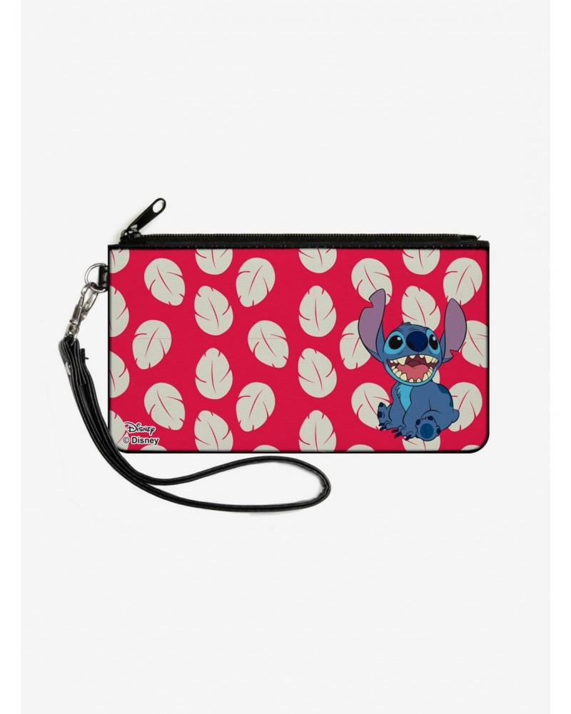 Disney Lilo & Stitch Stitch Smiling Leaves Zip Clutch Canvas Wallet $7.11 Wallets