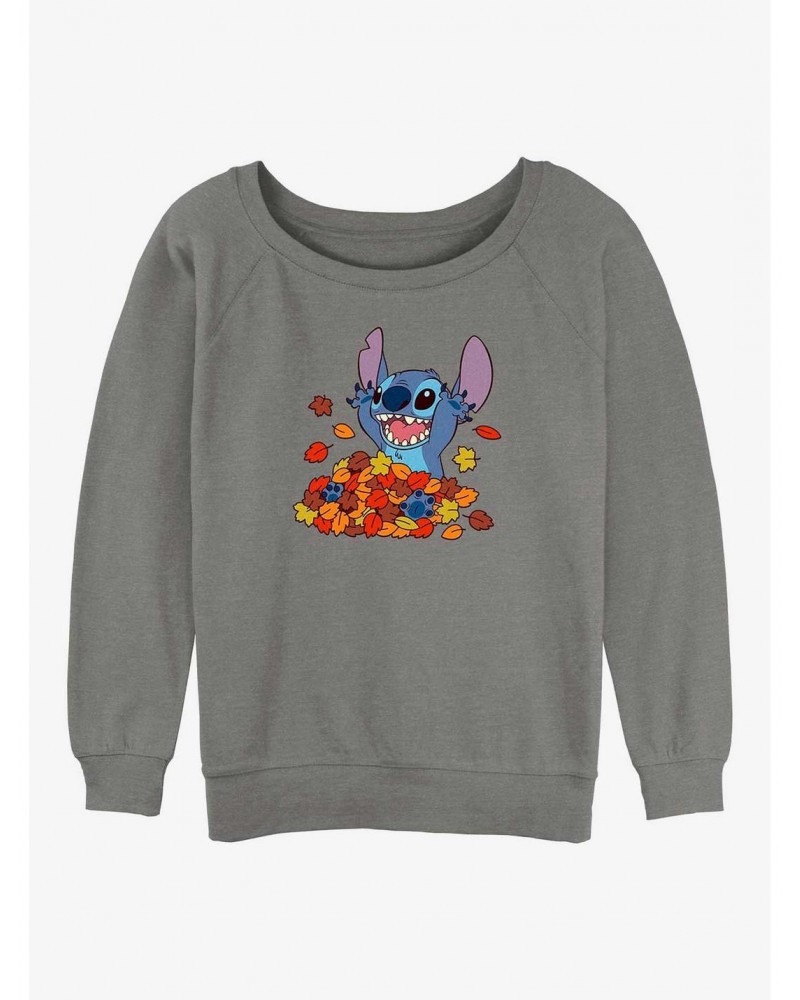 Disney Lilo & Stitch Leaf Pile Girls Slouchy Sweatshirt $12.40 Sweatshirts