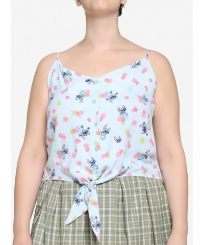 Disney Lilo & Stitch Floral Tie-Front Girls Tank Top Plus Size $6.82 Tops