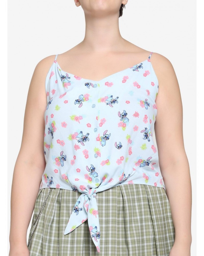 Disney Lilo & Stitch Floral Tie-Front Girls Tank Top Plus Size $6.82 Tops