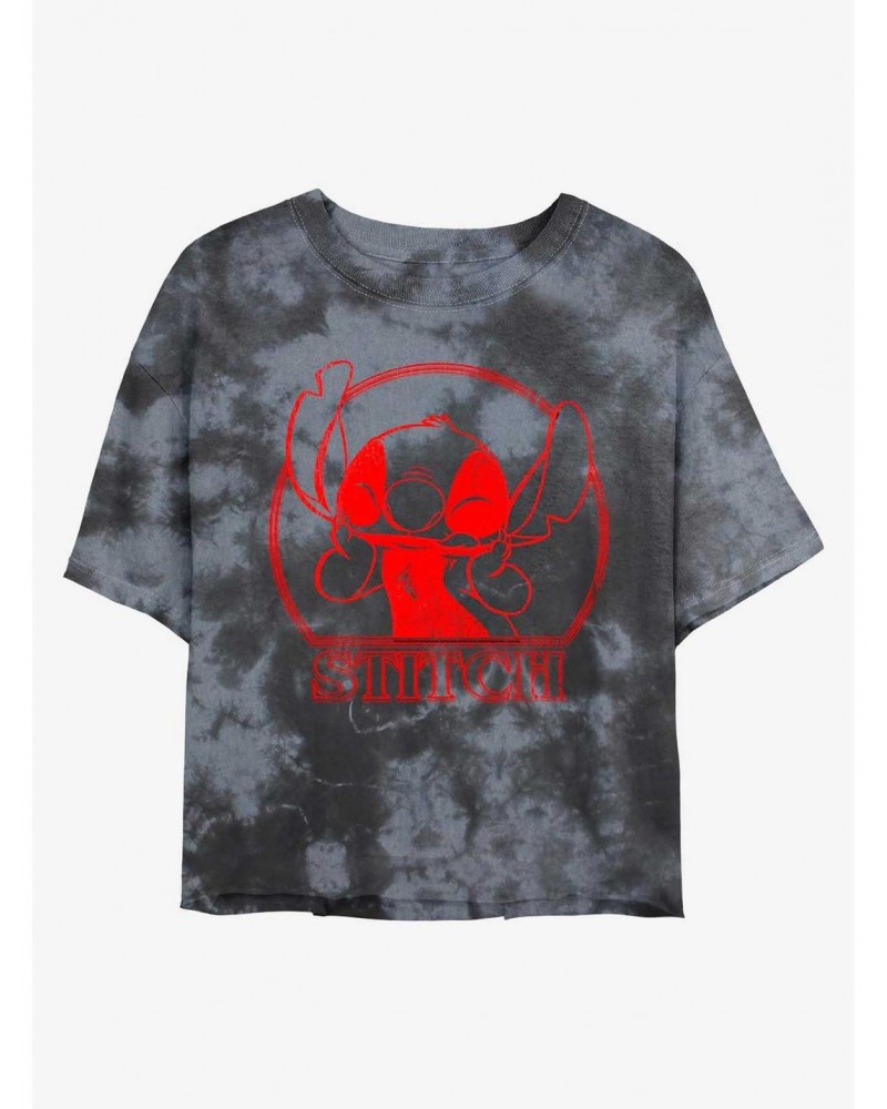 Disney Lilo & Stitch Stranger Stitch Tie-Dye Girls Crop T-Shirt $11.33 T-Shirts