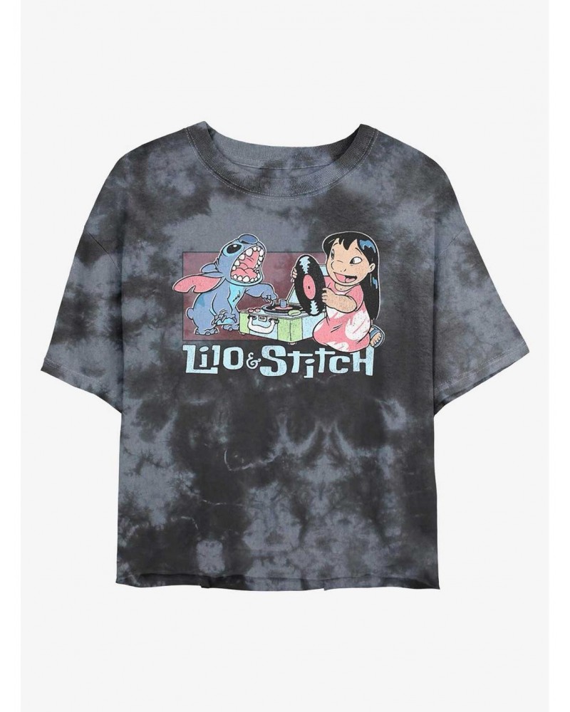 Disney Lilo & Stitch Duo Records Tie-Dye Girls Crop T-Shirt $10.40 T-Shirts