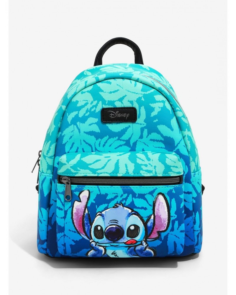 Disney Lilo & Stitch Blue Tropical Leaves Mini Backpack $16.47 Backpacks