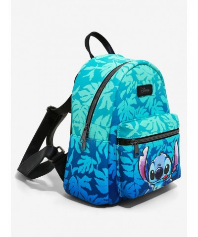 Disney Lilo & Stitch Blue Tropical Leaves Mini Backpack $16.47 Backpacks