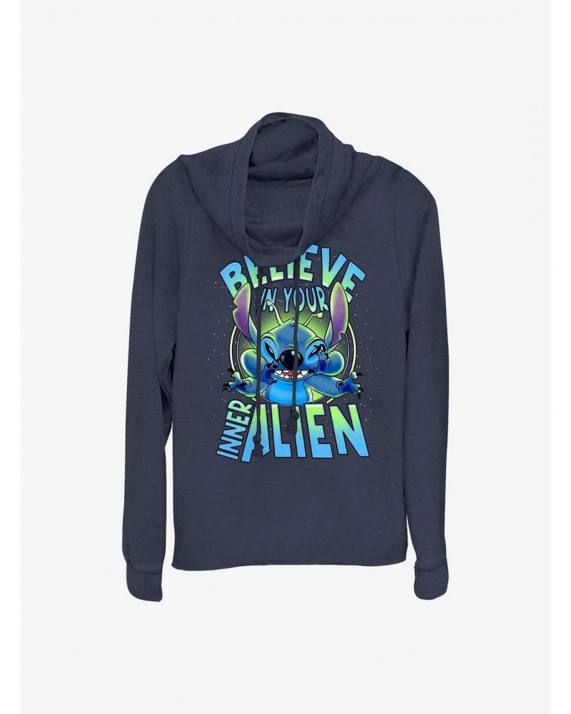 Disney Lilo & Stitch Inner Alien Cowl Neck Long-Sleeve Top $16.16 Tops