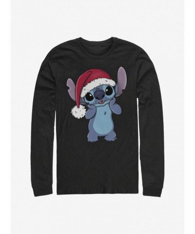 Disney Lilo & Stitch Wearing Santa Hat Long-Sleeve T-Shirt $12.11 T-Shirts