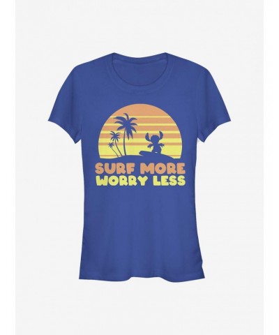 Disney Lilo & Stitch Surf More Worry Less Girls T-Shirt $7.57 T-Shirts