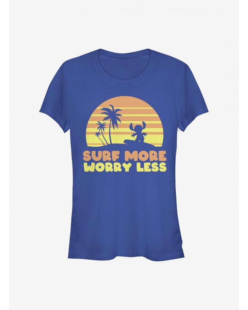 Disney Lilo & Stitch Surf More Worry Less Girls T-Shirt $7.57 T-Shirts