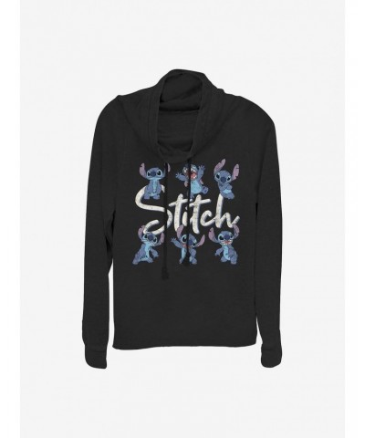 Disney Lilo & Stitch Stitch Poses Cowlneck Long-Sleeve Girls Top $10.78 Tops