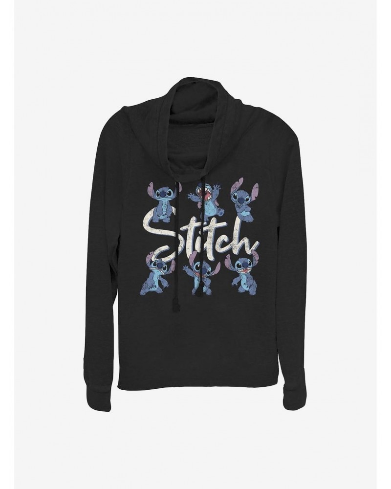 Disney Lilo & Stitch Stitch Poses Cowlneck Long-Sleeve Girls Top $10.78 Tops