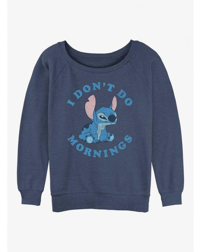 Disney Lilo & Stitch I Don't Do Mornings Girls Slouchy Sweatshirt $14.76 Sweatshirts