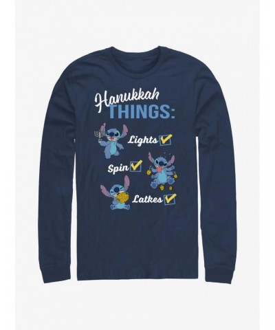 Disney Lilo & Stitch Hanukkah List Long-Sleeve T-Shirt $11.84 T-Shirts