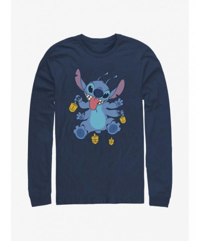 Disney Lilo & Stitch Hanukkah Spinning Dreidels Long-Sleeve T-Shirt $8.69 T-Shirts