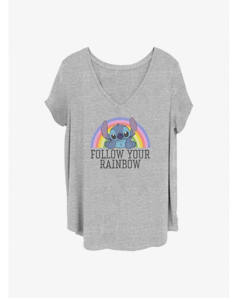 Disney Lilo & Stitch Follow Your Rainbow Girls T-Shirt Plus Size $7.40 T-Shirts