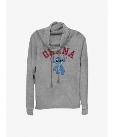 Disney Lilo & Stitch Ohana Collegiate Cowl Neck Long-Sleeve Top $10.78 Tops