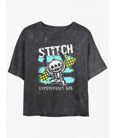 Disney Lilo & Stitch Emo Skelestitch Mineral Wash Girls Crop T-Shirt $10.40 T-Shirts