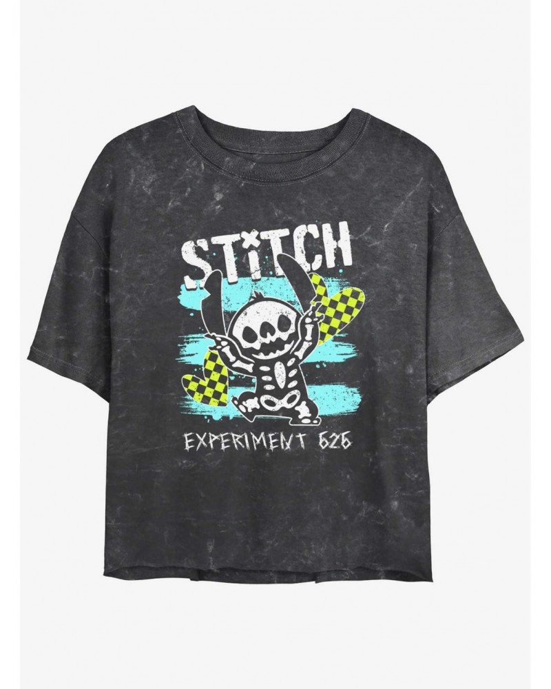 Disney Lilo & Stitch Emo Skelestitch Mineral Wash Girls Crop T-Shirt $10.40 T-Shirts