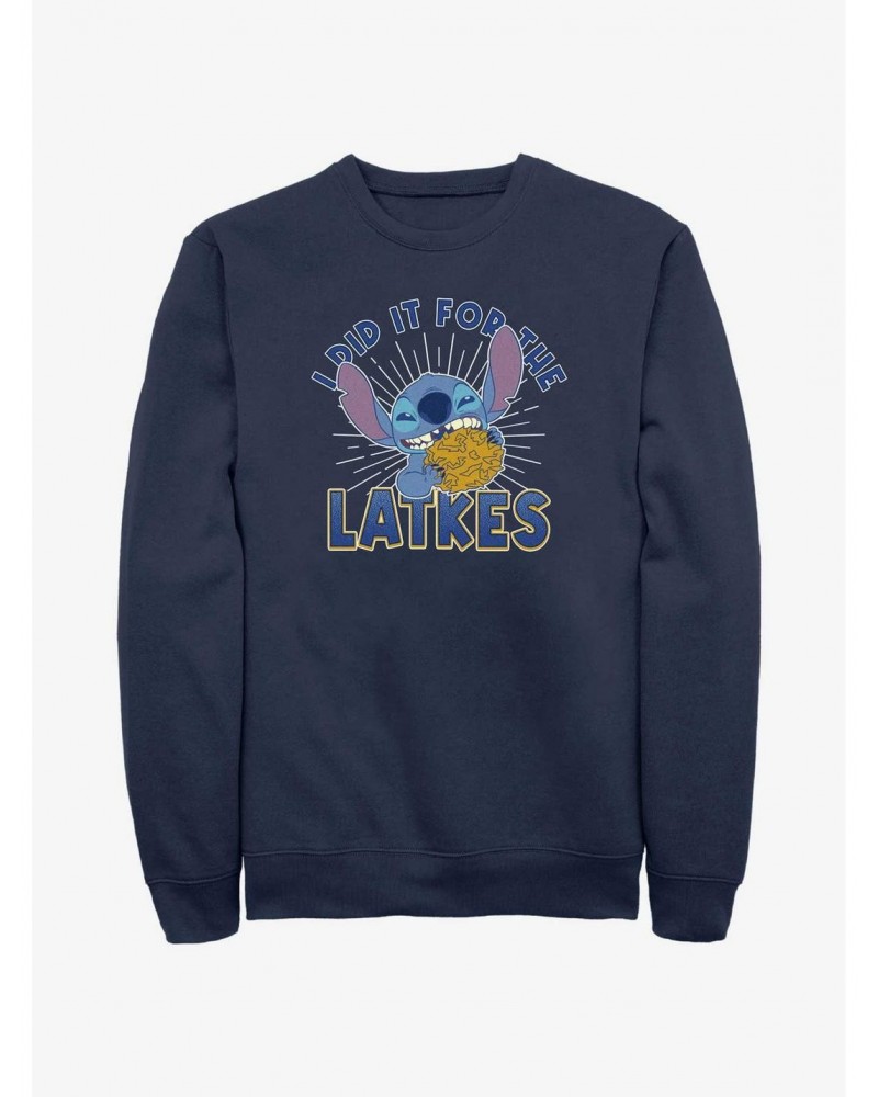 Disney Lilo & Stitch Did It For Hanukkah Latkes Sweatshirt $14.76 Sweatshirts