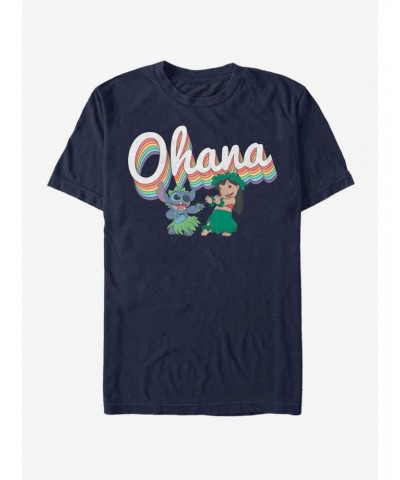 Disney Lilo & Stitch Rainbow Ohana T-Shirt $7.07 T-Shirts