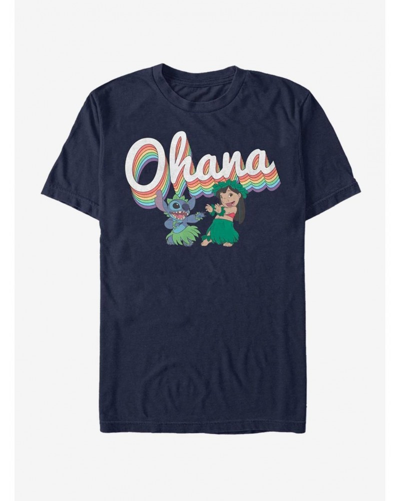 Disney Lilo & Stitch Rainbow Ohana T-Shirt $7.07 T-Shirts