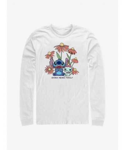 Disney Lilo & Stitch Chibi Floral Long-Sleeve T-Shirt $9.48 T-Shirts