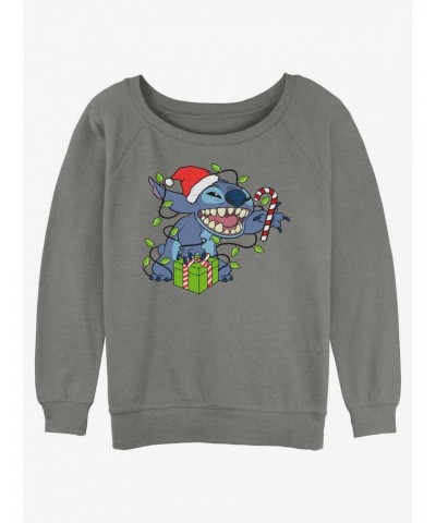 Disney Lilo & Stitch Christmas Lights Girls Slouchy Sweatshirt $11.81 Sweatshirts