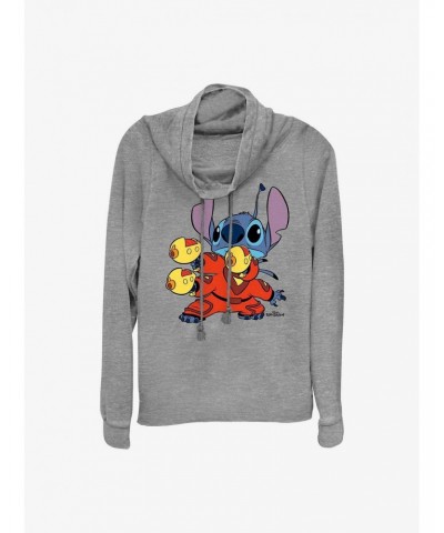 Disney Lilo & Stitch Stick 'Em Up Cowl Neck Long-Sleeve Top $16.16 Tops