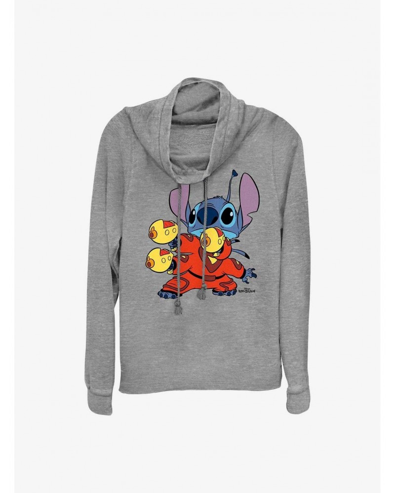 Disney Lilo & Stitch Stick 'Em Up Cowl Neck Long-Sleeve Top $16.16 Tops