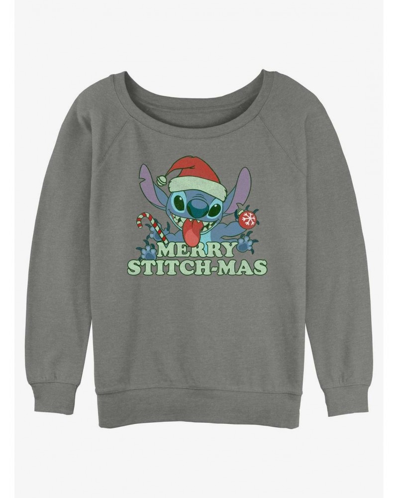 Disney Lilo & Stitch Merry Stitchmas Girls Slouchy Sweatshirt $10.33 Sweatshirts