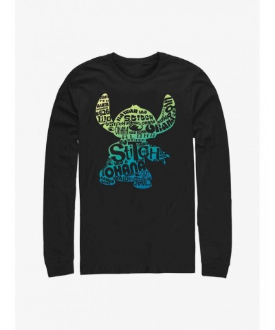 Disney Lilo & Stitch Text Fill Long Sleeve T-Shirt $7.90 T-Shirts